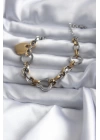 316L Çelik Gold Renk Mix Renk Kalp Model Kadın Bileklik - TJ-BB5629