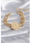316L Çelik Gold Renk Reşt Altın Model Samanyolu Kadın Bileklik - TJ-BB5867