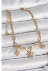 316L Çelik Gold Renk Sallantı Kar Tanesi Model Kadın Bileklik - TJ-BB6946