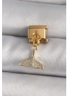 316L Çelik Gold Renk Sallantı Zirkon Taşlı Balık Kuyruğu Figür Nomination Charm - TJ-BC1187