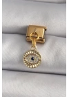 316L Çelik Gold Renk Sallantı Zirkon Taşlı Göz Model Nomination Charm - TJ-BC1193