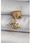 316L Çelik Gold Renk Sallantı Zirkon Taşlı Göz Model Nomination Charm - TJ-BC1195