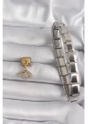 316L Çelik Gold Renk Sallantı Zirkon Taşlı Göz Model Nomination Charm - TJ-BC1198