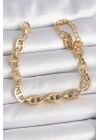 316L Çelik Gold Renk Zincir Model Kadın Bileklik - TJ-BB6955