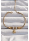 316L Çelik Gold Renk Zirkon Taş Aksesuarlı Çiçek Bileklik - TJ-BB6235