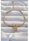 316L Çelik Gold Renk Zirkon Taş Aksesuarlı Fatma Ana Eli Bileklik - TJ-BB6233