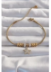 316L Çelik Gold Renk Zirkon Taş Aksesuarlı Yıldız Bileklik - TJ-BB6237