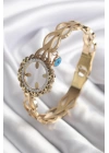 316L Çelik Gold Renk Zirkon Taş Sonsuzluk Detay Çeyrek Altın Takılabilir Kadın Kelepçe - TJ-BB5763