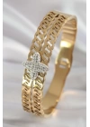 316L Çelik Gold Renk Zirkon Taşlı Çiçek Model Kadın Kelepçe - TJ-BB5902