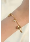 316L Çelik Gold Renk Zirkon Taşlı Kalp Model Bileklik - TJ-BB6098