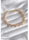 316L Çelik Gold Renk Zirkon Taşlı Kalp Model VIP Seri Kadın Bileklik - TJ-BB5847