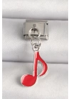 316L Çelik Gümüş Renk Kırmızı Müzik Nota Model Nomination Charm - TJ-BC1218