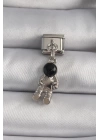 316L Çelik Gümüş Renk Sallantı Astronot Model Yıldız Detay Nomination Charm - TJ-BC1112