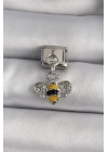 316L Çelik Gümüş Renk Sallantı Zirkon Taşlı Arı Model Nomination Charm - TJ-BC1143