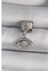 316L Çelik Gümüş Renk Sallantı Zirkon Taşlı Göz Model Nomination Charm - TJ-BC1128