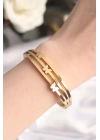 316L Çelik Kelebek Gold Renk Kadın Kelepçe Bilezik - TJ-BB6023