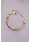 316L Kararmaz Çelik Gold Renk Top Zincirli Kadın Bileklik - TJ-BB4171