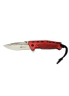 4-13-3 Kırmızı Kamp Çakı 19,5cm- Yarı Otomatik, Kemerlikli, İpli, Oluklu