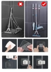 4 Lü Kelebek Yapışkanlı Mop Fırça Çekpas Sap Tutucu Organizer Banyo Düzenleyici