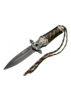 4262 Kamuflaj Kamp Çakı 21cm - Yarı Otomatik, İpli, Kemerlikli