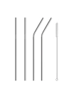5 Parça Metal Pipet - Paslanmaz Çevre Dostu Metal Pipet Fırça Seti