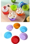 6 Adet Yıkanabilir Mini Tırtıklı Muffin Kalıbı- Ribanalı Kek-cupcake- Renkli Hamur Işi Kabı
