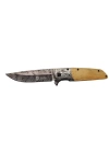 A2150c Kahve Kamp Çakısı 21cm- Manuel, Ahşap İşlemeli Sap,kemerlikli