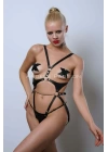 Ağ Bölgesi Açık Deri Body Harness, Deri Fantezi Giyim, Clubwear - Brf1170