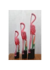 Ahşap 3lü Flamingo Seti