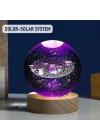 Ahşap Altlıklı Gezegen Cam Küre RGB
