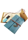 Ahşap Kutulu Mavi Deri Defter Ve Anahtarlık Set