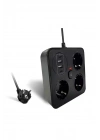 Akım Korumalı Anahtarlı Priz - 3x Priz - 2x Usb - 2x Type-c - 2 Mt Kablo Hızlı Şarj Özellikli Siyah