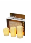 Alevli Led Mum Hareketli Alev Görünümlü Dekoratif Mum - 3lü Set (orta Boy)