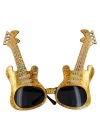 Altın Renk Rockn Roll Gitar Şekilli Parti Gözlüğü 15x15 Cm