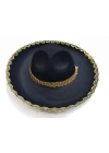 Altın Renk Şeritli Meksika Mariachi Latin Şapkası 55 Cm Çocuk