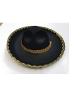 Altın Renk Şeritli Meksika Mariachi Latin Şapkası 55 Cm Çocuk