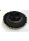 Altın Renk Şeritli Meksika Mariachi Latin Şapkası 55 Cm Çocuk