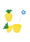 Ananas Hawaii Luau Aloha Pipetli İçecek Kabı Bardak 10x13 cm 1 Adet
