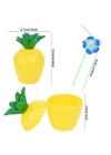 Ananas Hawaii Luau Aloha Pipetli İçecek Kabı Bardak 10x13 Cm 1 Adet
