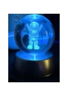 Astronot Plastik altlıklı Işıklı Cam Küre 6 Cm