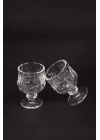 Ayaklı Kahve Yanı Bardağı Kristal Kesim Shot Bardak 7cm x 4 cm 6 Lı Set