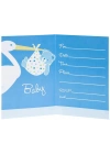 Baby Boy Stork Temalı Mavi Renk Baby Shower Davetiye 8 Adet