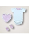 Baharın Çiçekli Kalbi Nakışlı %100 Cotton Antibakteriyel 10lu Zıbın Takımı Hastane Çıkışı