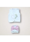 Baharın Çiçekli Kalbi Nakışlı %100 Cotton Antibakteriyel 10lu Zıbın Takımı Hastane Çıkışı