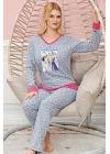 Bayan Uzun Kollu Pijama Takımı Model no 7588