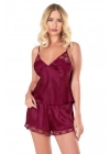 Beruflic  Bordo Saten Babydoll Şort Takımı