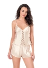 Beruflic  Fildişi Saten Babydoll Şort Takımı