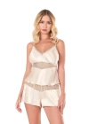 Beruflic  Fildişi Saten Babydoll Şort Takımı
