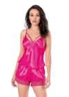 Beruflic  Fuşya Saten Babydoll Şort Takımı