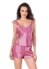 Beruflic  Gül Kurusu Saten Babydoll Şort Takımı